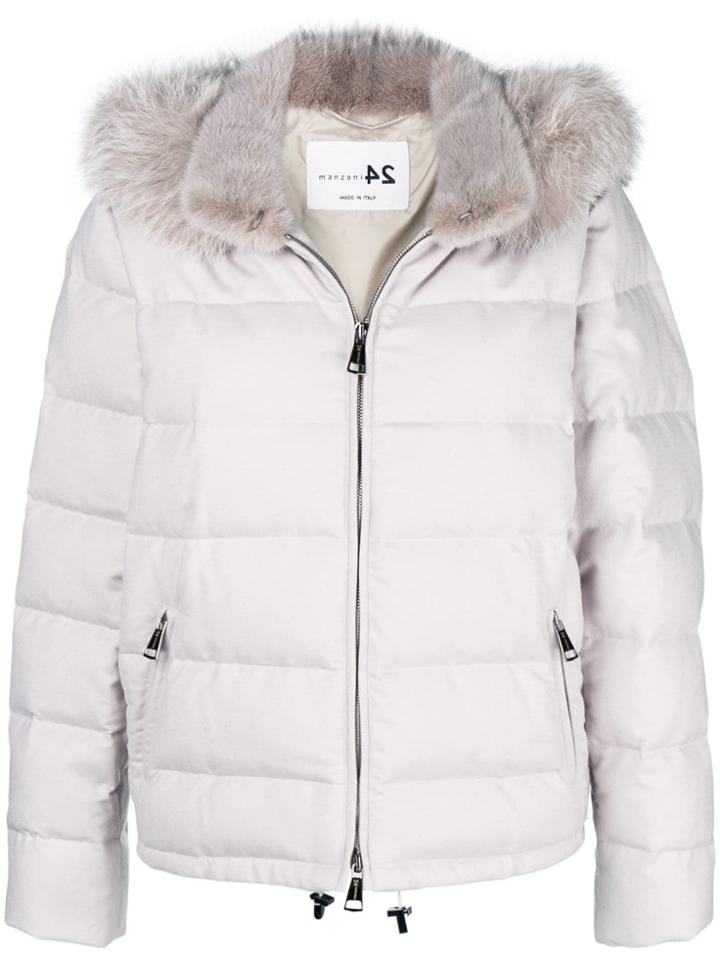 Manzoni 24 Fur-collar Padded Jacket - Grey