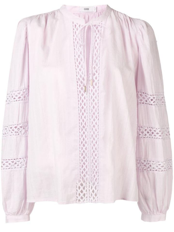 Closed V-neck Blouse - Purple