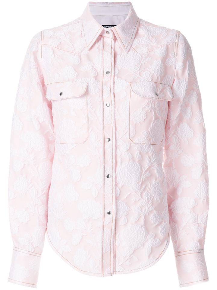Calvin Klein 205w39nyc Floral Embroidered Shirt - Pink & Purple