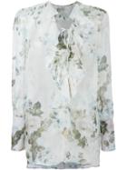 Dondup Floral Print Blouse, Women's, Size: 44, White, Silk
