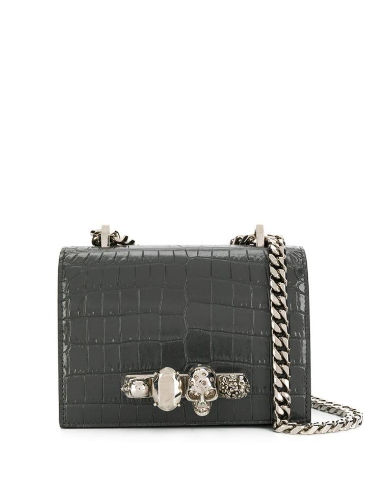 Alexander Mcqueen Jewelled Small Satchel Bag - Grey