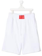 Msgm Kids Teen Label Print Bermuda Shorts - White