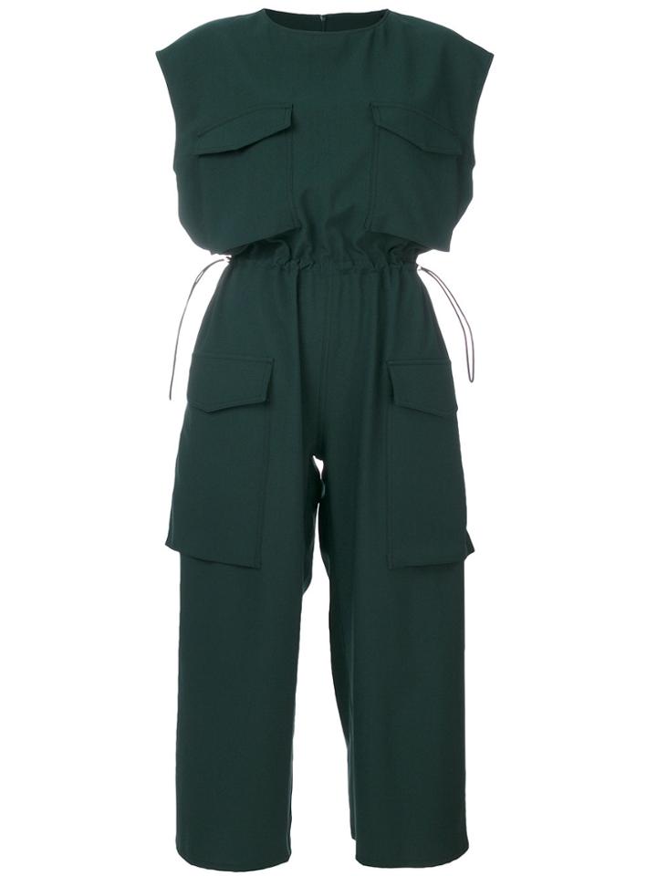 Mm6 Maison Margiela Cropped Tailored Jumpsuit - Green
