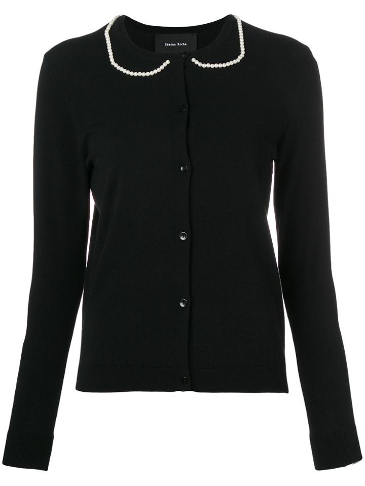 Simone Rocha Pearl Embellished Knit Cardigan - Black