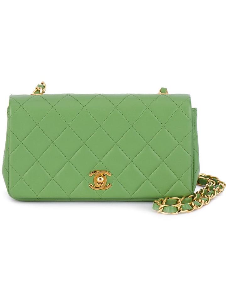 Chanel Vintage Quilted Chain Shoulder Bag, Women's, Green