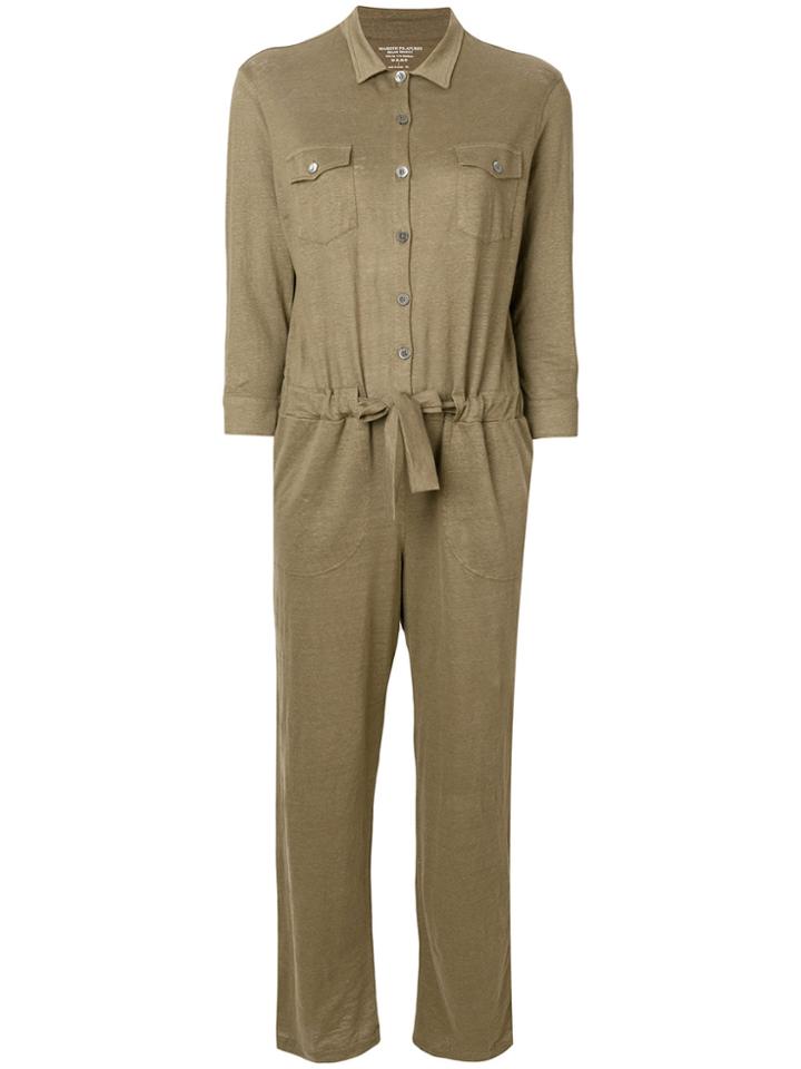 Majestic Filatures Collared Drawstring Waist Jumpsuit - Green