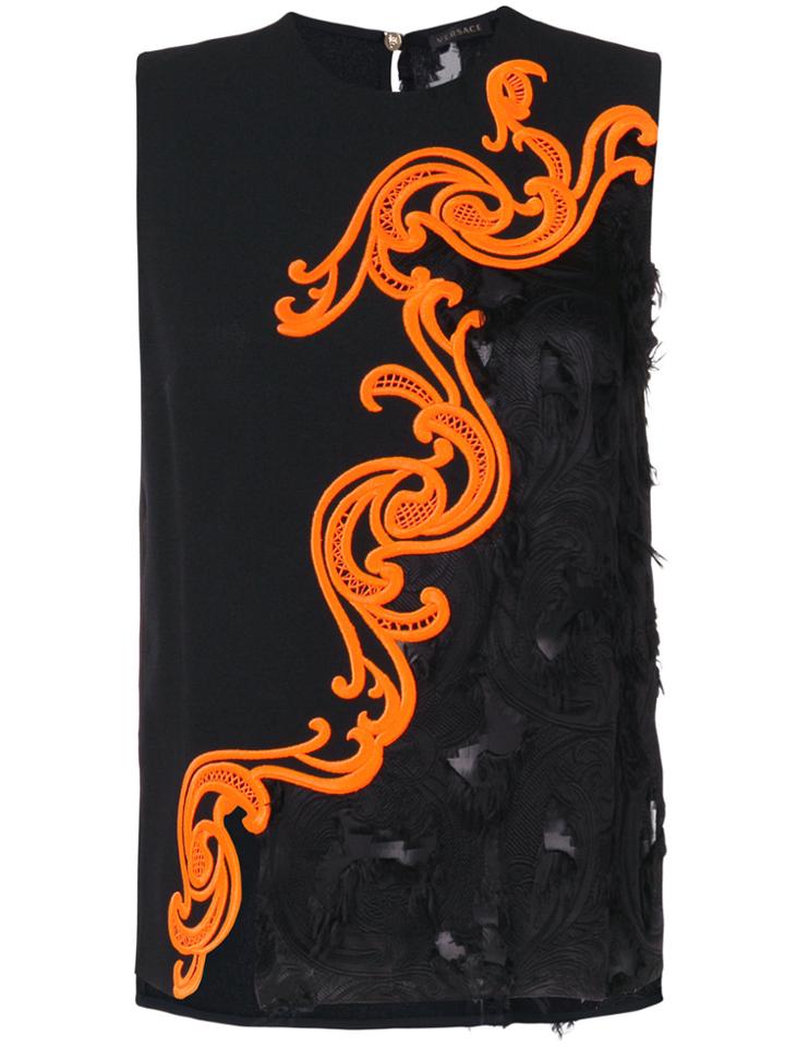 Versace Brocade Panel Top - Black
