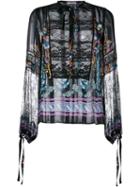 Etro Natalia Printed Silk Blouse, Women's, Size: 40, Black, Silk/polyamide/viscose