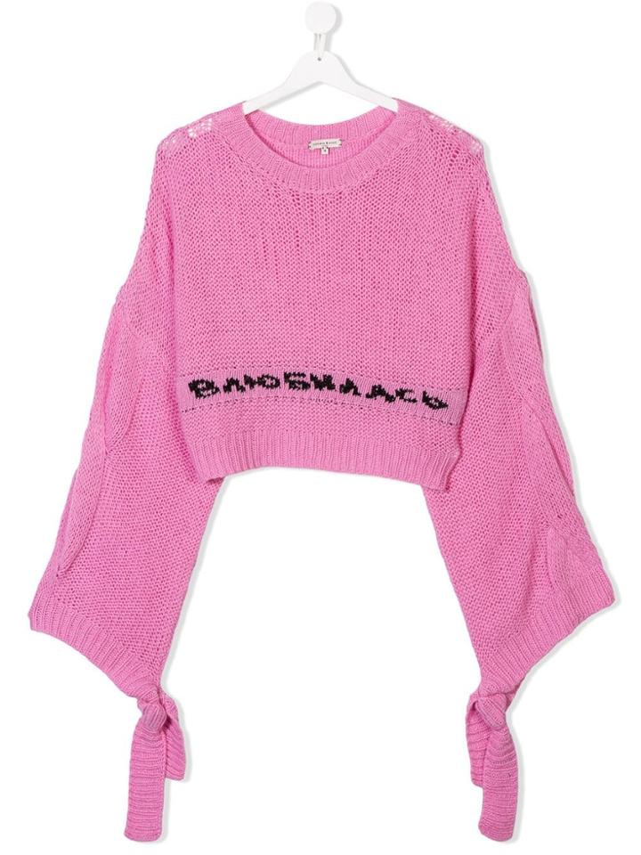 Natasha Zinko Kids Teen Open Knit Sweater - Pink & Purple