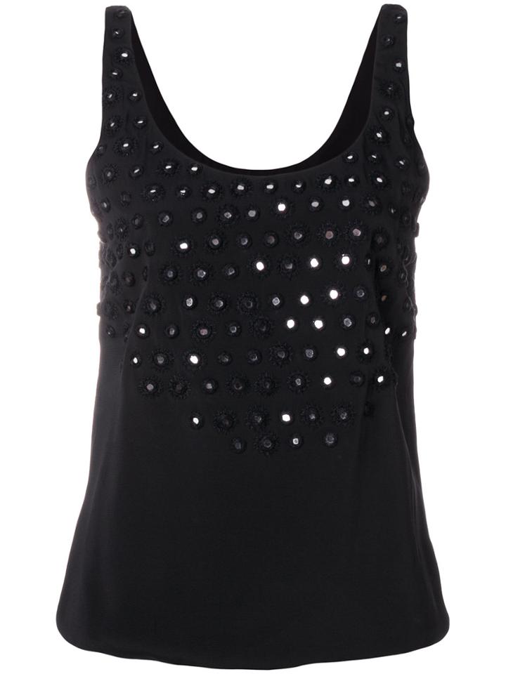 Saint Laurent Mirrored Eyelet Embellished Vest - Black