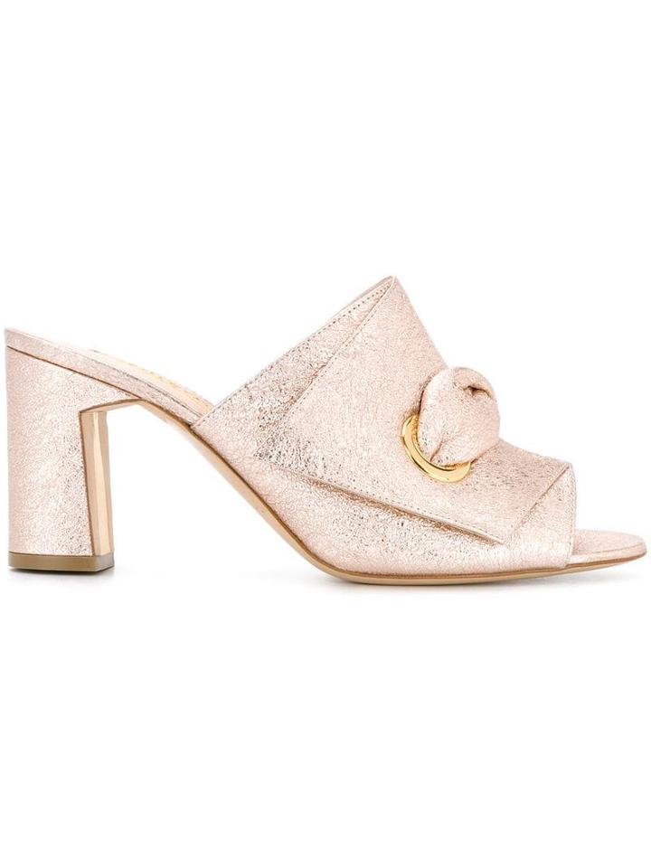 Rupert Sanderson Metallic Mid-heel Mules - Pink