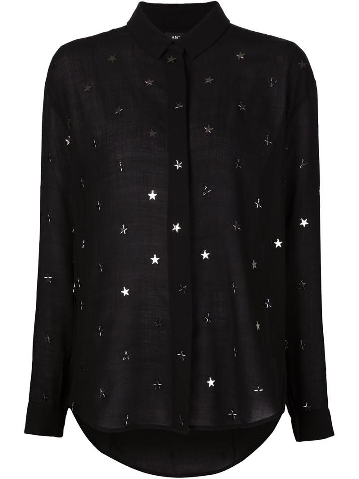 Anthony Vaccarello Metal Star Appliqué Shirt, Women's, Size: 38, Black, Polyester/wool/zamak
