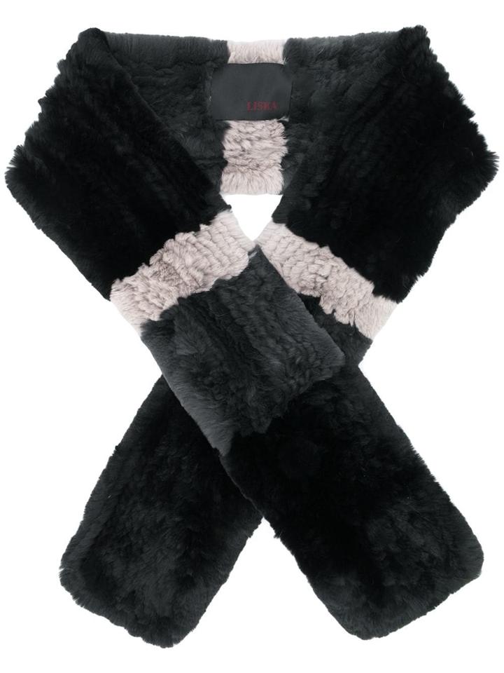 Liska Fur-trimmed Scard - Black