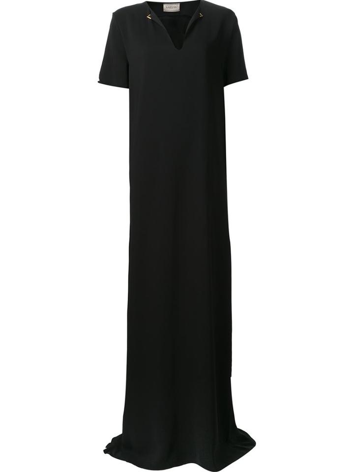 Lanvin Flared Maxi Dress, Women's, Size: 44, Black, Spandex/elastane/viscose