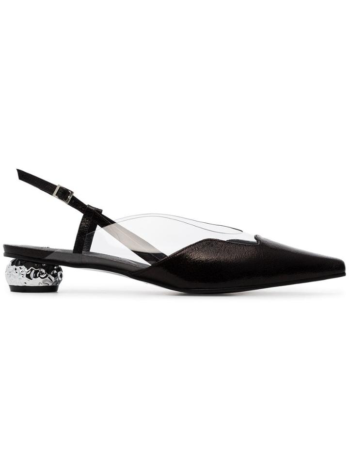Yuul Yie Black Dewy 30 Leather Slingback Pumps