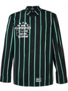 Ktz Striped Button-down Shirt, Men's, Size: Large, Green, Cotton