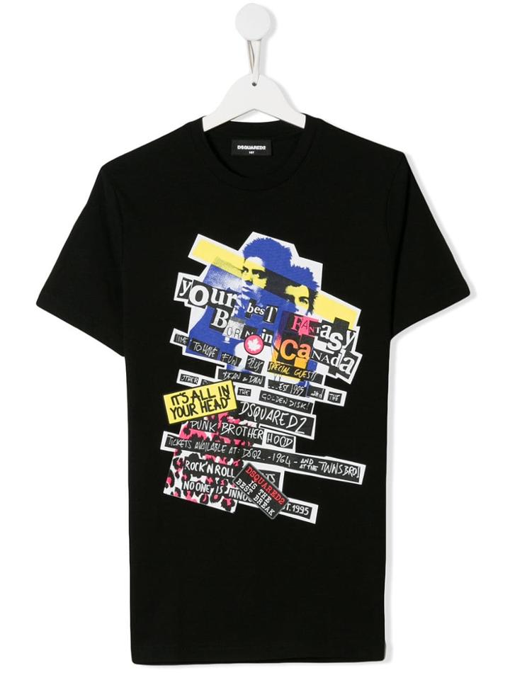Dsquared2 Kids Teen Graphic Print T-shirt - Black