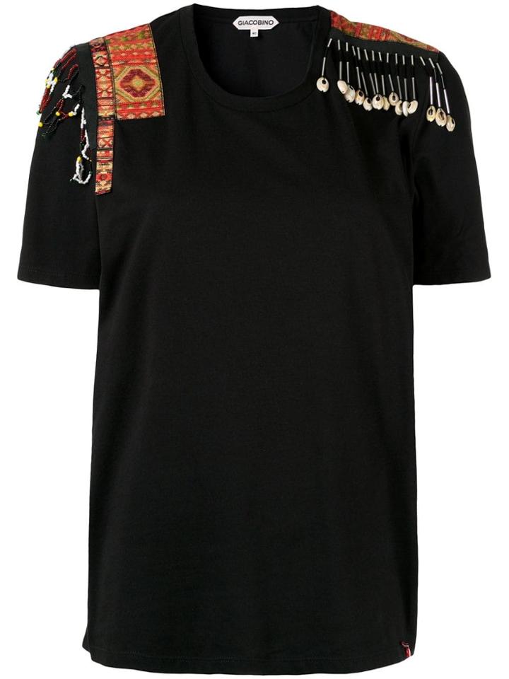 Giacobino Embellished Shoulder T-shirt - Black