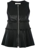 Cédric Charlier - Sleeveless And Pleated Top - Women - Polyester - 40, Black, Polyester