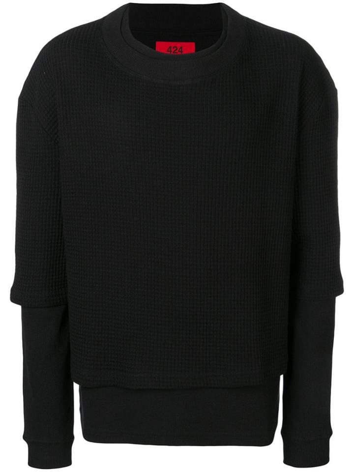 424 Crew Neck Layered Sweatshirt - Black