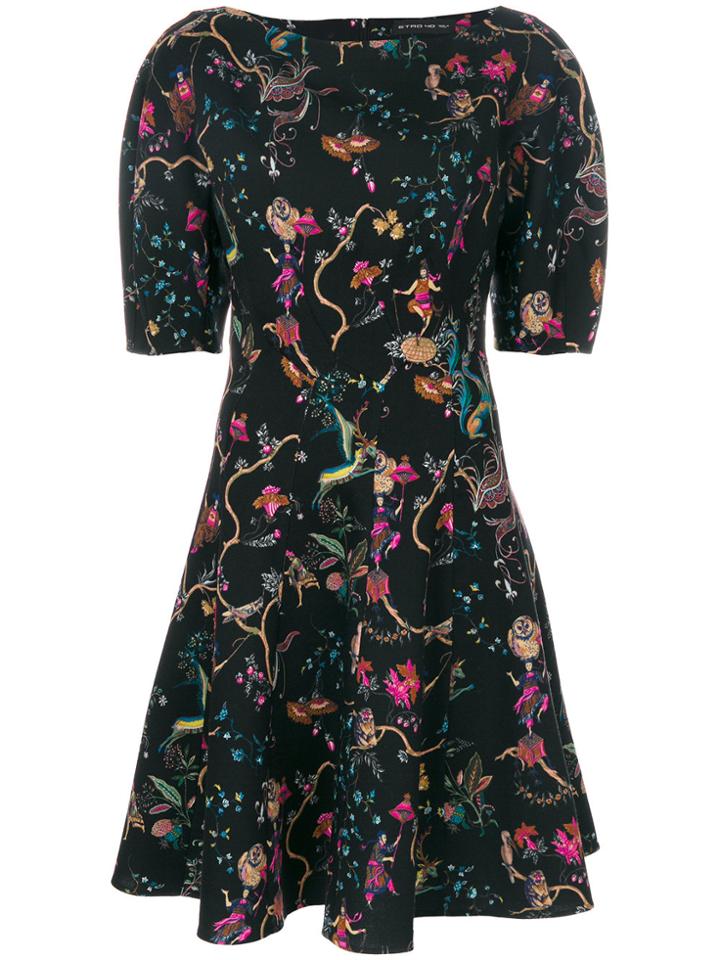 Etro Flared Floral Dress - Black