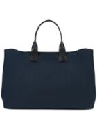 Tote Bag - Women - Leather/canvas - One Size, Blue, Leather/canvas, Troubadour