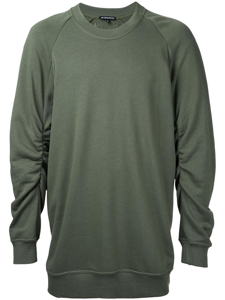 Ann Demeulemeester - Crew Neck Sweatshirt - Men - Cotton - M, Green, Cotton