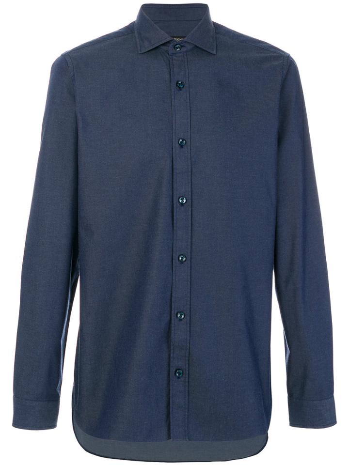 Z Zegna Classic Button Down Shirt - Blue