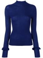 Philosophy Di Lorenzo Serafini Ruffled Turtleneck Jumper, Women's, Size: 40, Blue, Virgin Wool/polyamide