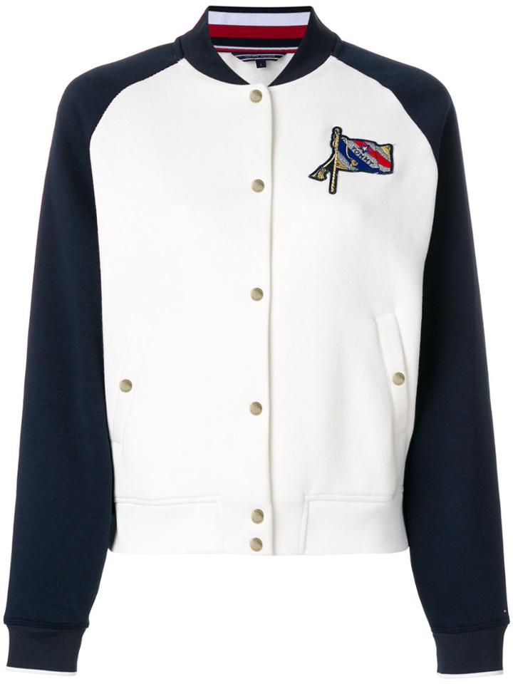 Tommy Hilfiger Embroidered Flag Bomber - White