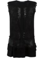 Alberta Ferretti Buttoned Lace Blouse, Women's, Size: 42, Black, Rayon/acetate/other Fibers/polyester
