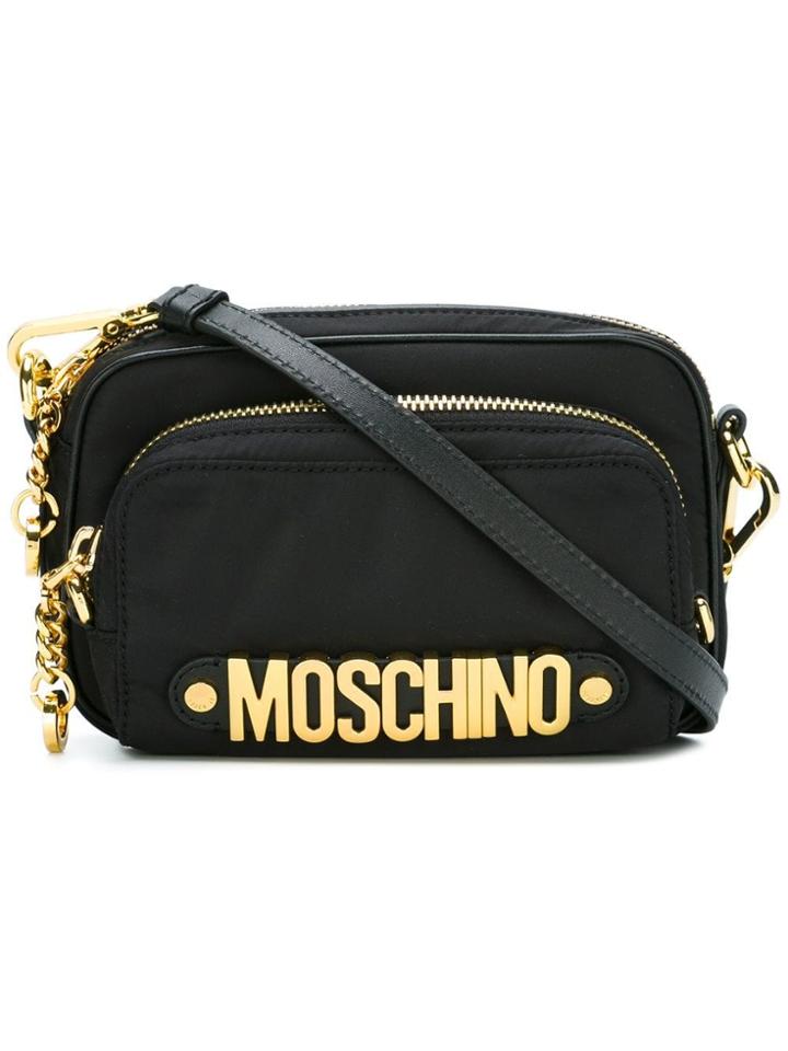 Moschino Letters Zipped Crossbody Bag - Black