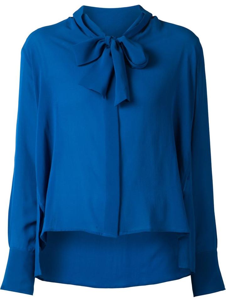 Lareida Bow Collar Shirt, Women's, Size: 40, Blue, Silk/spandex/elastane