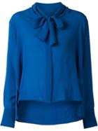 Lareida Bow Collar Shirt, Women's, Size: 40, Blue, Silk/spandex/elastane