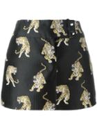 Giamba Tiger Pattern Mini Skirt, Women's, Size: 38, Black, Polyester