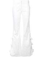 Alexis Bow Applique Flared Trousers - White