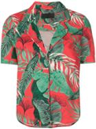 Rta Tropical Print Short Sleeve Shirt - Red