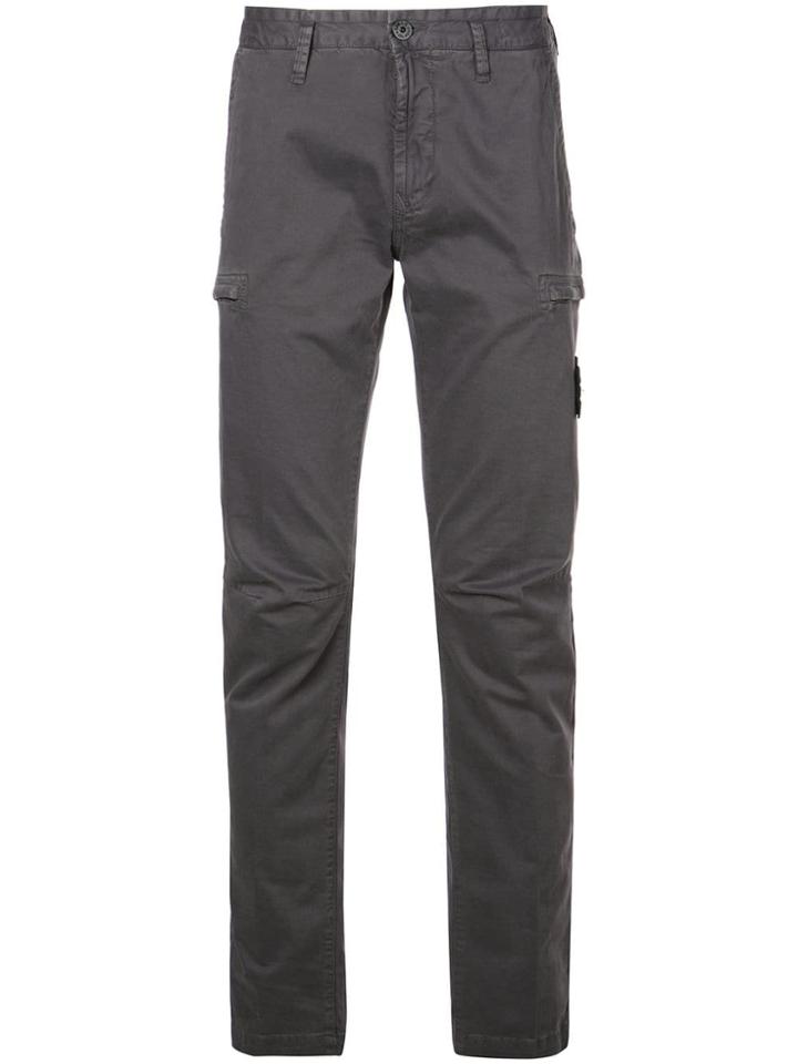 Stone Island Logo Patch Slim Trousers - Grey