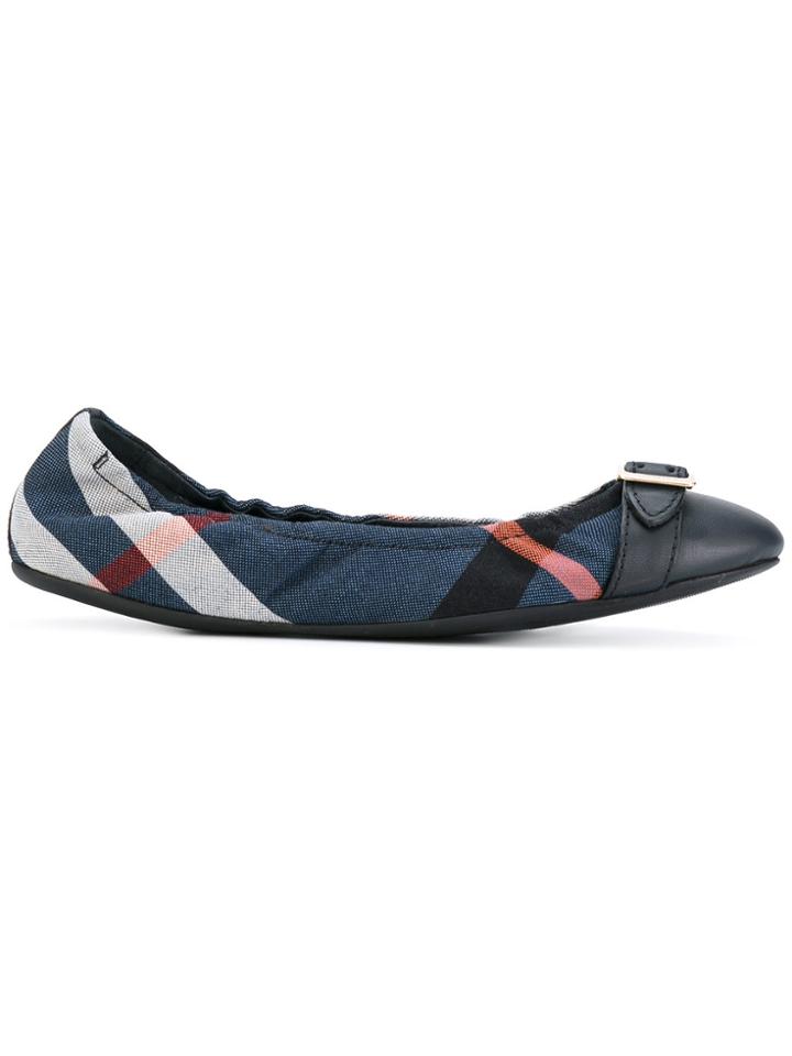 Burberry Checked Ballerinas - Blue