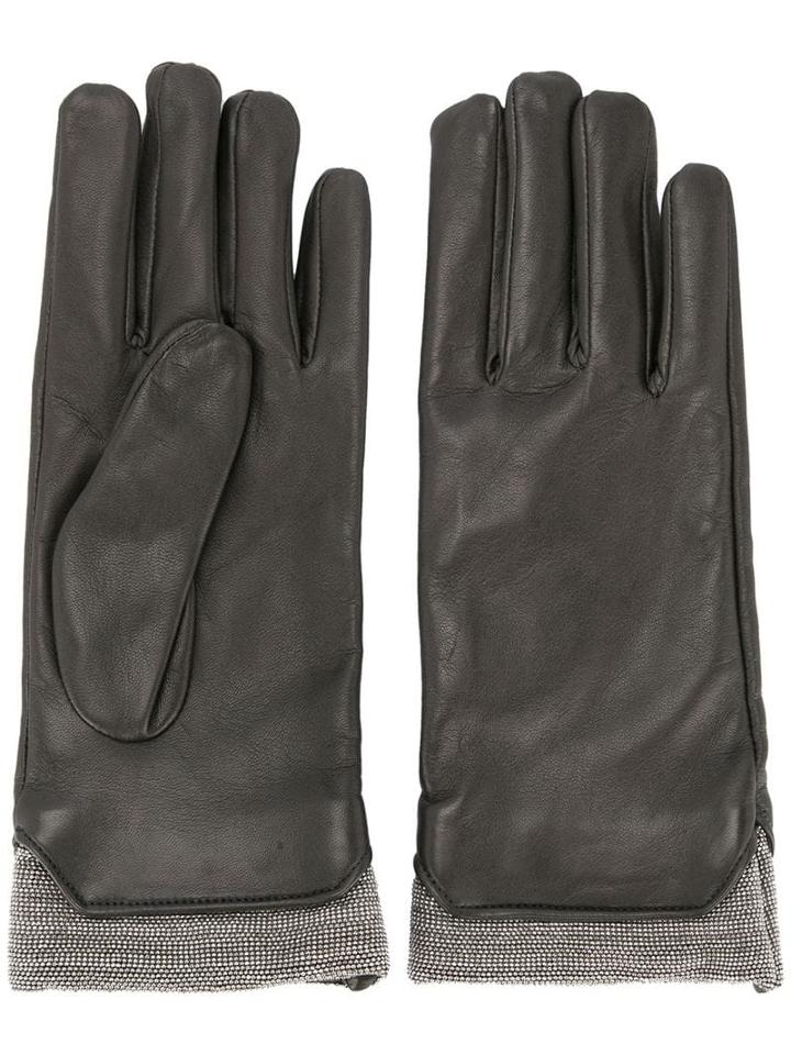 Fabiana Filippi Metallic Trim Gloves - Black