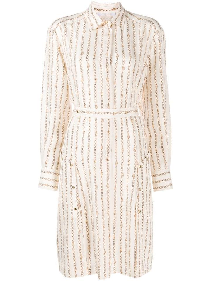 Chloé Chain Print Shirt Dress - Neutrals