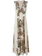 Antonio Marras Printed V-neck Dress, Women's, Size: 44, Nude/neutrals, Polyester/spandex/elastane/cupro