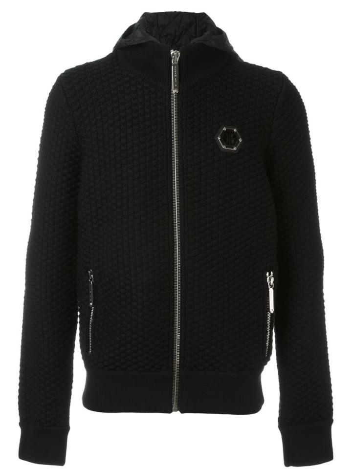 Philipp Plein 'elfers' Knitted Hoodie, Men's, Size: Large, Black, Polyamide/polyester/merino