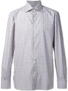 Isaia Casual Checked Shirt, Men's, Size: 16, Grey, Cotton