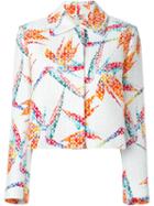 Fendi Bird Of Paradise Print Jacket, Women's, Size: 44, White, Polyester/polyamide/silk/cotton