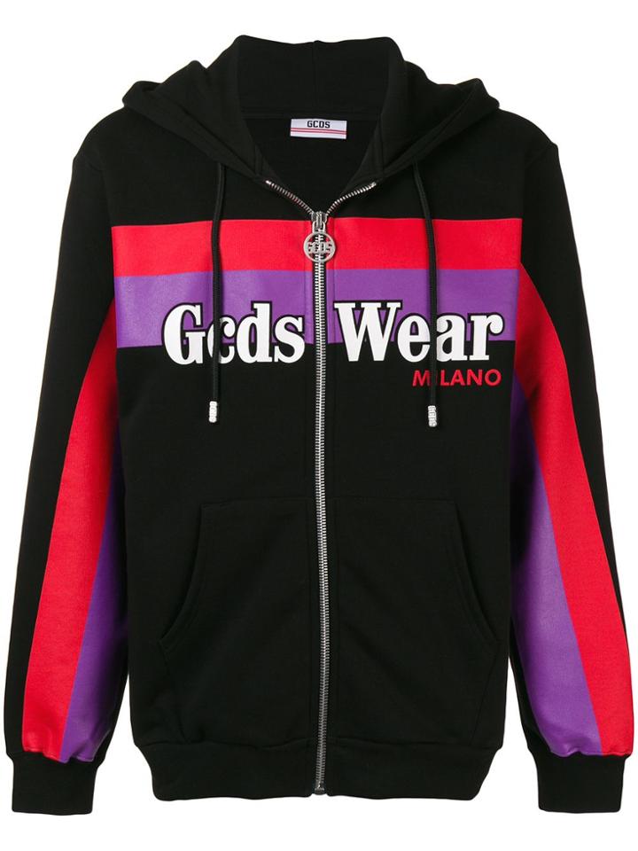 Gcds Logo Printed Hoodie - Black
