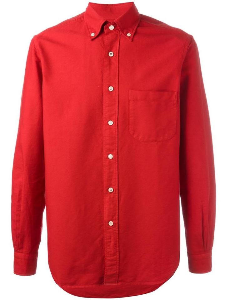 Mp Massimo Piombo Button Down Collar Shirt, Men's, Size: 40, Red, Cotton