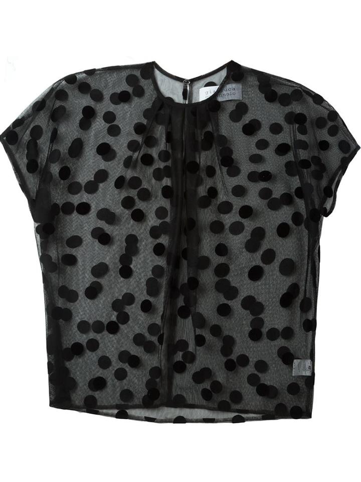 Gianluca Capannolo Sheer Polka Dot Blouse, Women's, Size: 42, Black, Viscose/nylon