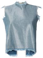 Marques'almeida - Denim Tank Top - Women - Cotton/polyester/rayon - L, Blue, Cotton/polyester/rayon