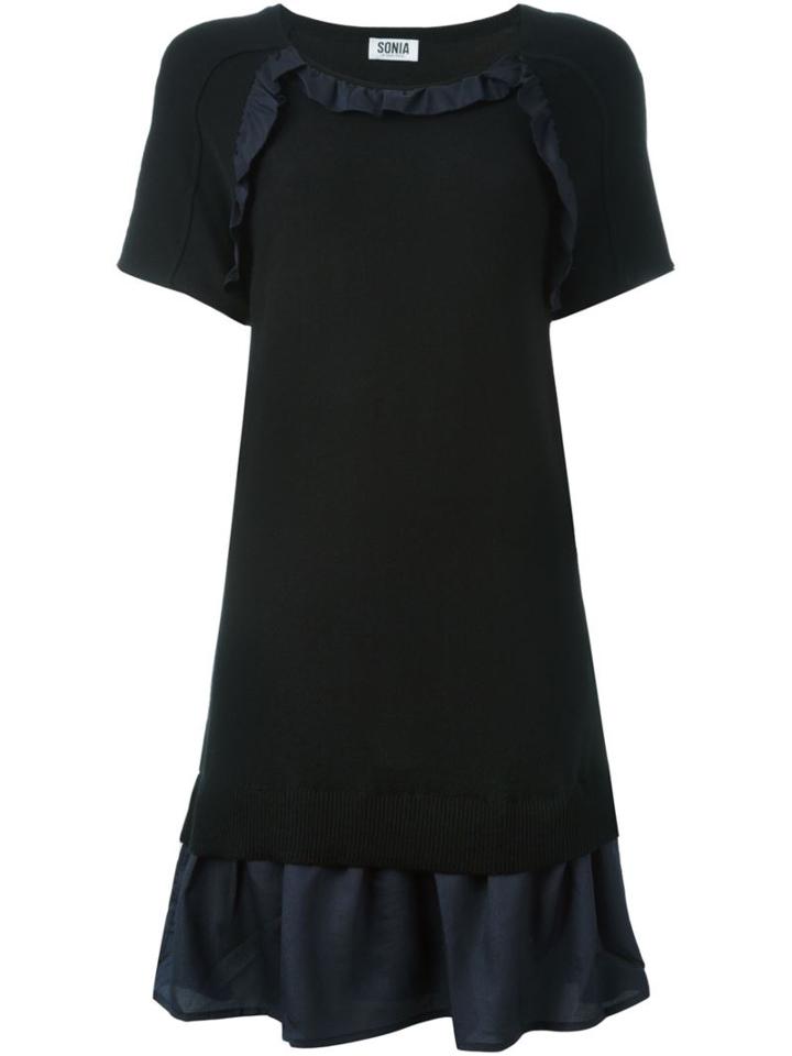 Sonia By Sonia Rykiel Layered Hem Knit Dress, Women's, Size: Xs, Black, Acrylic/polyester/wool